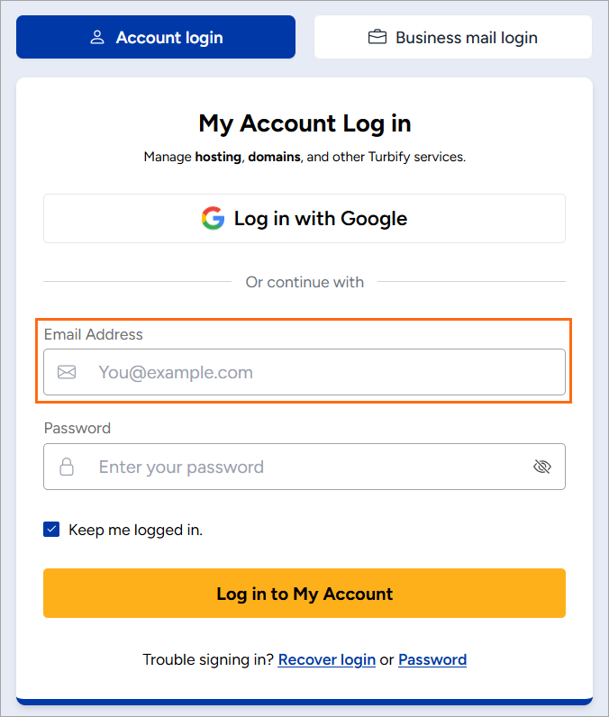 Recover your Turbify login ID | Turbify Help | Turbify Help