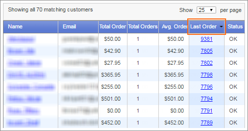 Can I sort customer information displayed in the customer table ...