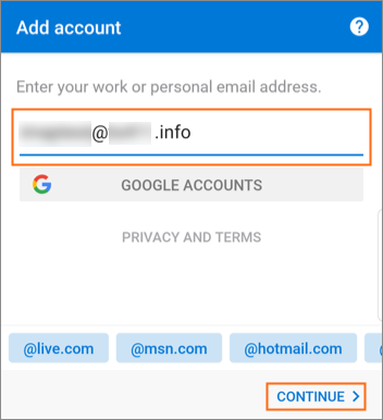 Set up business email in Outlook for Android | Turbify Help | Turbify Help