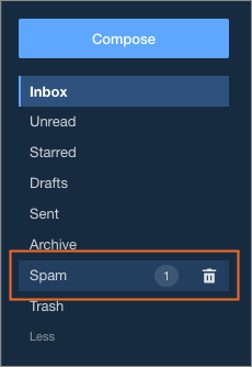 how to empty spam folder in mailbird