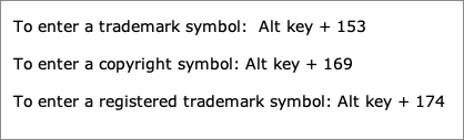 trademark symbol on keyboard