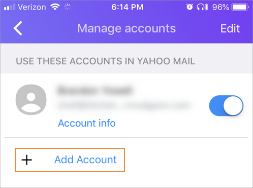 Set up business email in the Yahoo Mail app