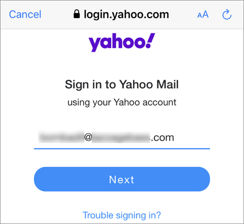 Set up business email in the Yahoo Mail app